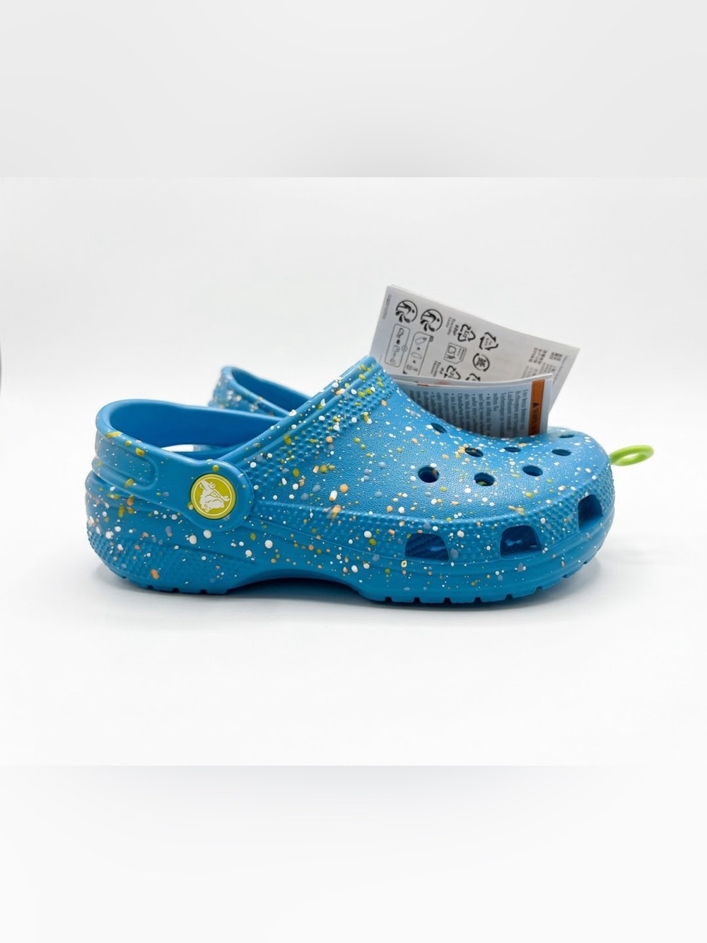 CROCS NWT Classic Paint Splatter Clog Kids Blue Multicolor Size J2
